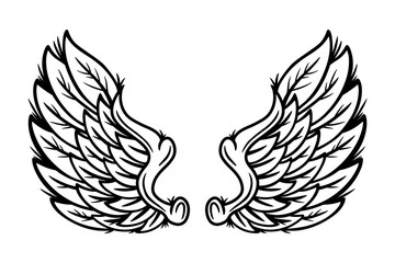 Vintage retro wings angels and birds isolated vector illustration in tattoo style. Design element.