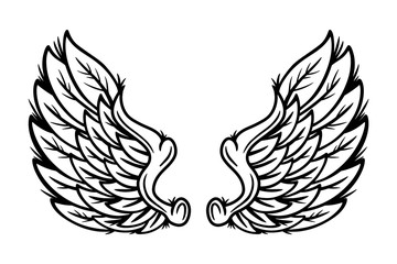 Vintage retro wings angels and birds isolated vector illustration in tattoo style. Design element.