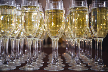 champagne flutes in holiday