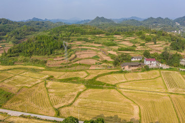 4k Aerial footage of local farm surrounding highway at Hunan, China.