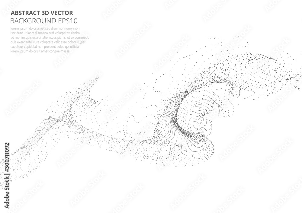 Poster abstract background with many particles. optical illusion of movement.