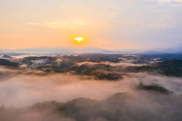 Aerial drone image of beautiful tropical rainforest forest in Sabah  Borneo (image slightly soft...