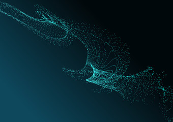 Abstract background with many particles. Optical illusion of movement.