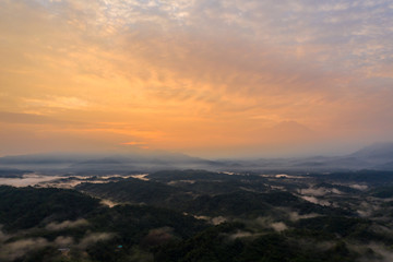 Aerial drone image of beautiful tropical rainforest forest in Sabah  Borneo (image slightly soft focus and noise)