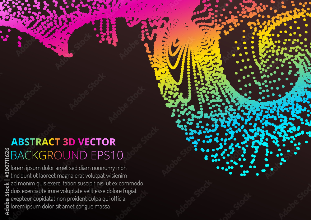 Poster abstract background with many particles. optical illusion of movement.