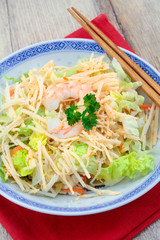 Chinese salad dish with shrimp and soy sprouts