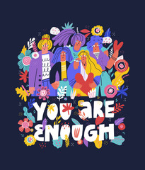 You are enough hand drawn vector lettering