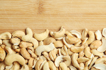 Background formed with cashew nuts	