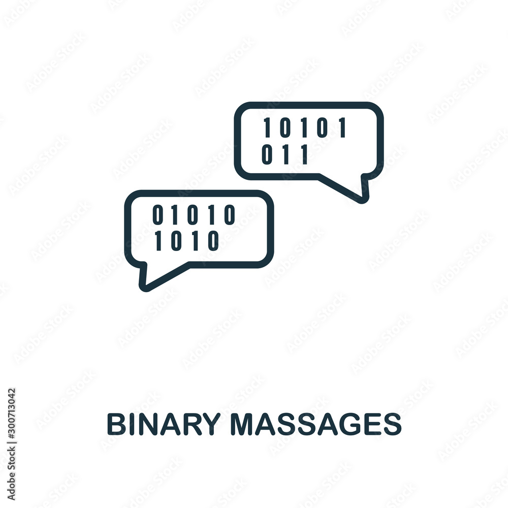 Poster binary massages icon outline style. thin line creative binary massages icon for logo, graphic design