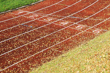 Running track at sport stadium