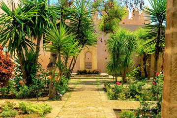 View of the Andalusian Gardens in The Kasbah of the Udayas ancient fortress in Rabat in Morocco