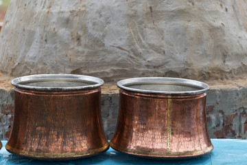 Fototapeta premium copper boiler kitchenware in the kitchen.