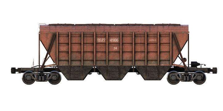 3d-render of cargo railroad car (hopper)