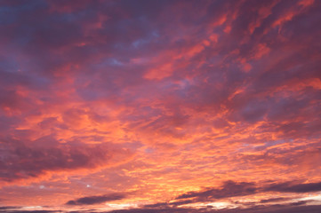 Naklejka na ściany i meble Beautiful sunset sky with amazing colorful clouds.