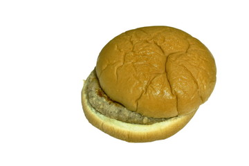 pork hamburger with barbecue sauce on white background