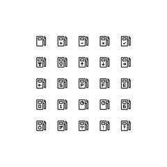 Set of oil station, gas, diesel outline style icon - vector