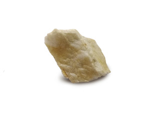 Feldspar isolated on white background. Feldspars are a group of rock-forming tectosilicate minerals. There is noise and grain caused by the texture of the stone.
