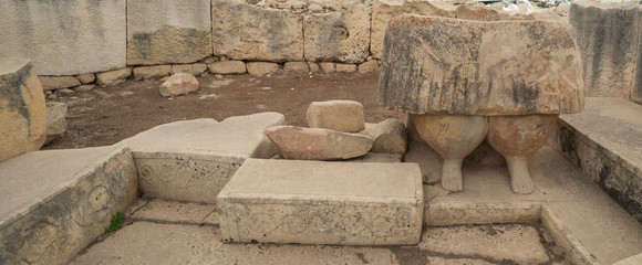 Statue of Fat Lady at Tarxien temple complex - Megalithic Temple. Malta. 8 March, 2018