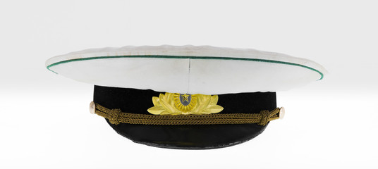 white sea captain cap on a white background
