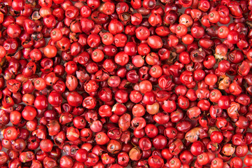 Colorful of pink peppercorns.background
