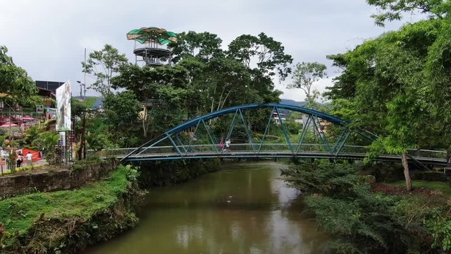 Aerial shoy El Puyo Ecuador - Puyo River 