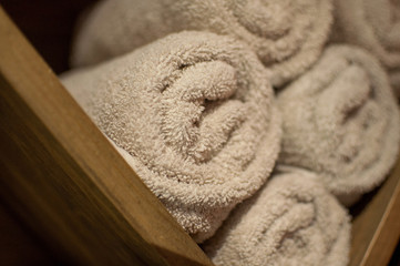Obraz na płótnie Canvas twisted towels in a barbershop