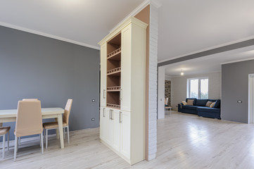 Fototapeta na wymiar Luxury modern provence styled grey, pink and cream kitchen interior
