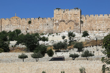 Golden Gate in the eastern wall of the Temple Mount in Jerusalem.