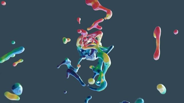 falling drops of rainbow paint