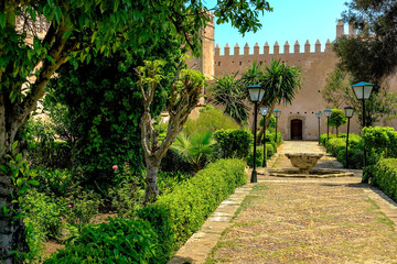 Fototapeta na wymiar View of the Andalusian Gardens in The Kasbah of the Udayas ancient fortress in Rabat in Morocco