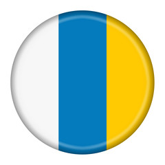 Fototapeta premium Canary Islands button flag white blue yellow tricolor