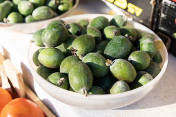 Feijoa on the counter for sale