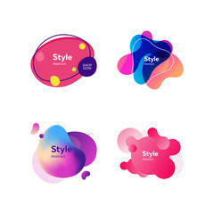 Neon multicolored abstract shapes set