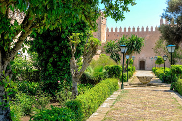 View of the Andalusian Gardens in The Kasbah of the Udayas ancient fortress in Rabat in Morocco