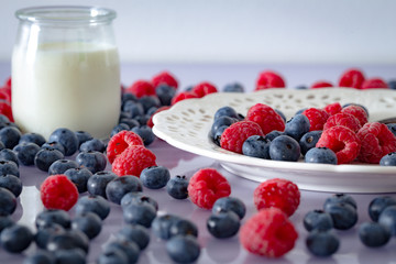 Seasonal fruits, blueberry and raspberry