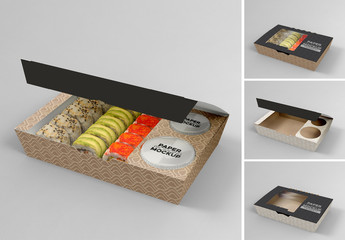 Medium Sized Paper Window Sushi Box Mockup