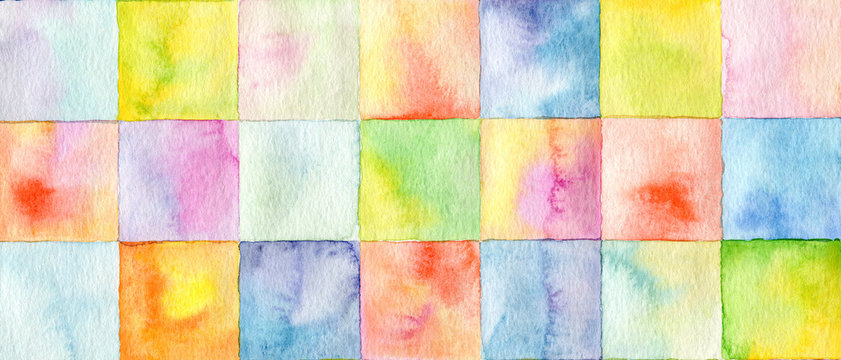 Fototapeta Abstract  square watercolor painted background