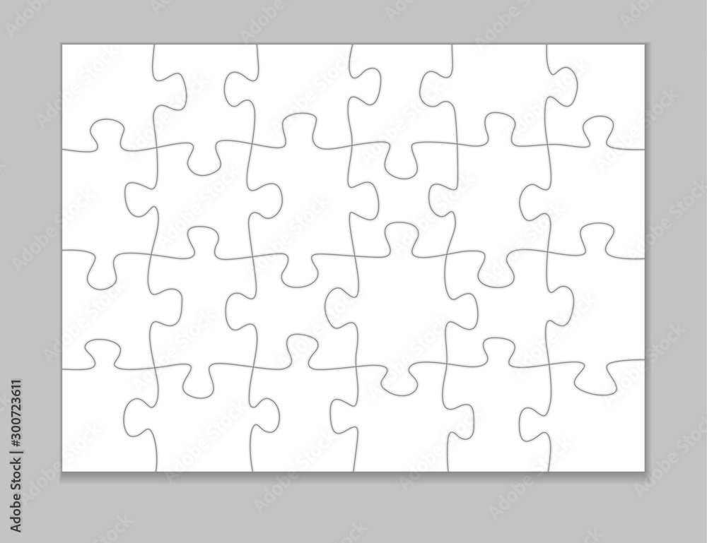 Poster White Blank Puzzle Pieces Template Mockup. Vector