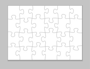 White Blank Puzzle Pieces Template Mockup. Vector