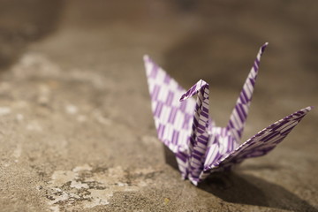 Colorful origami crane with copy space