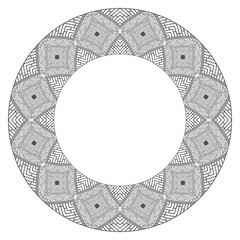 Abstract round ornamental decoration. Ancient circle frame. Antique round pattern ornament.
