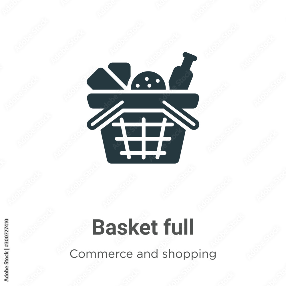 Poster basket full vector icon on white background. flat vector basket full icon symbol sign from modern co
