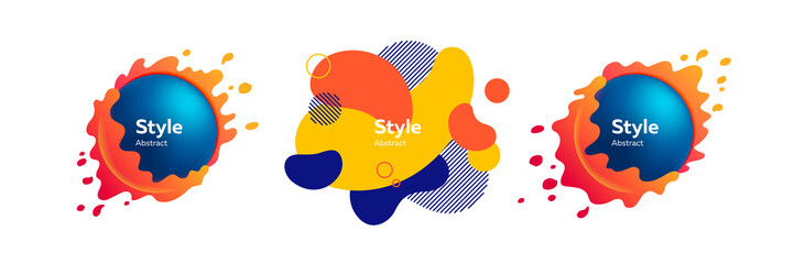 Set of flowing geometric abstract shapes