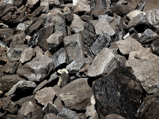 Coal of mine deposit, black background