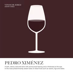 Fotobehang Pedro Ximenez spec sheet. Sherry wine. Illustrated guide for bars, restaurants, tourist guides, encyclopedias… © johndory