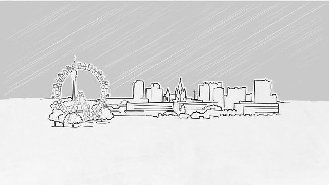 Vienna Austria Panorama Sketch Selfdrawing Lines