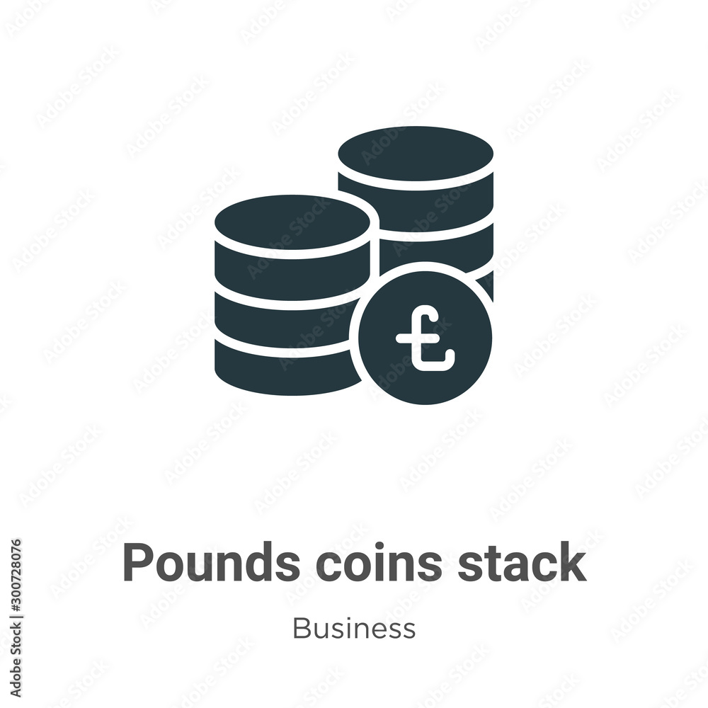Poster pounds coins stack vector icon on white background. flat vector pounds coins stack icon symbol sign 