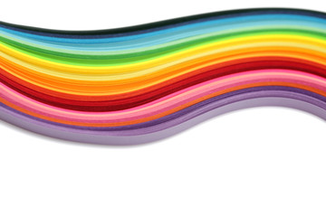 Obraz premium Abstract gradient rainbow color wave curl strip paper background.