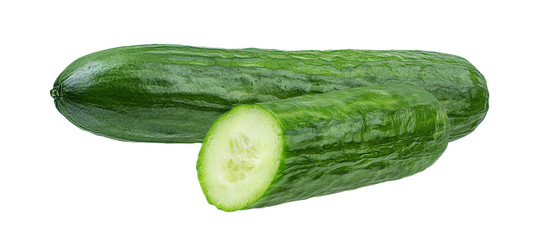 Fresh cucumber isolated on white background with clipping path