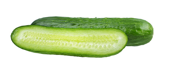 Fresh cucumber isolated on white background with clipping path